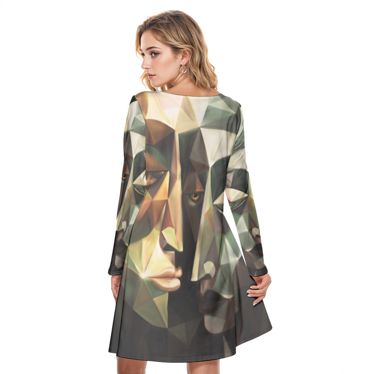 All-Over Print Women's Round Neck Dress|190GSM Cotton