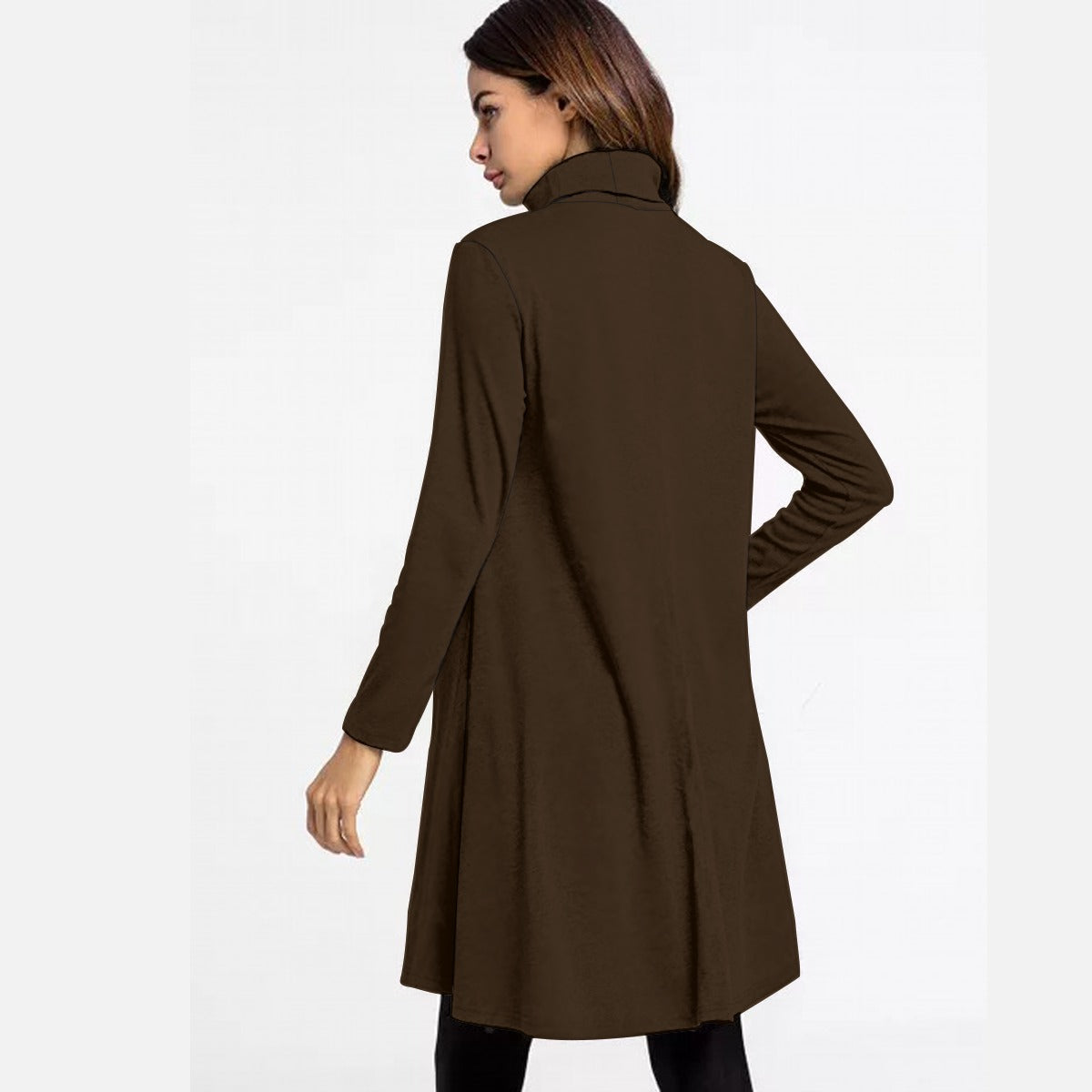 Abito da donna con stampa all-over, collo alto e maniche lunghe