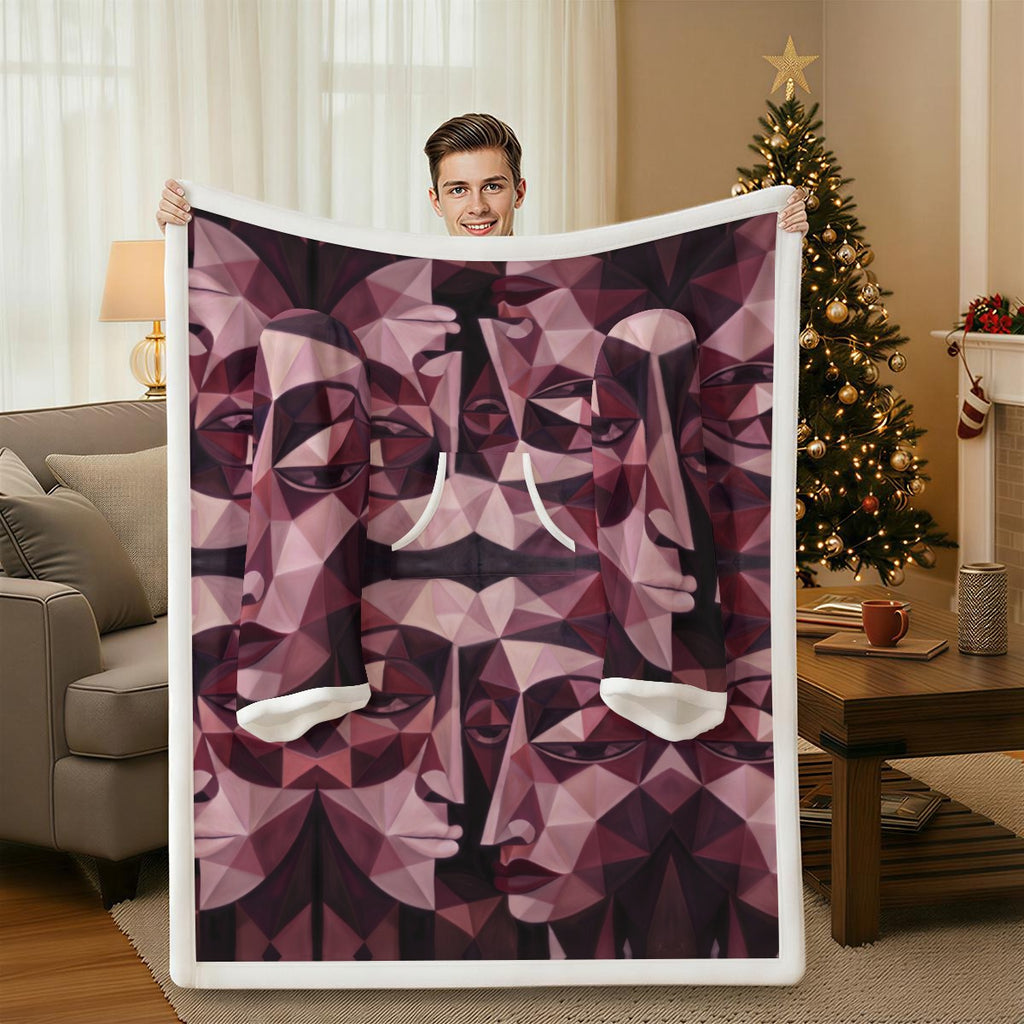 All-Over Print Cozy Wearable Blanket with Sleeves
