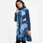 All-Over Print Women's High Neck Dress With Long Sleeve
