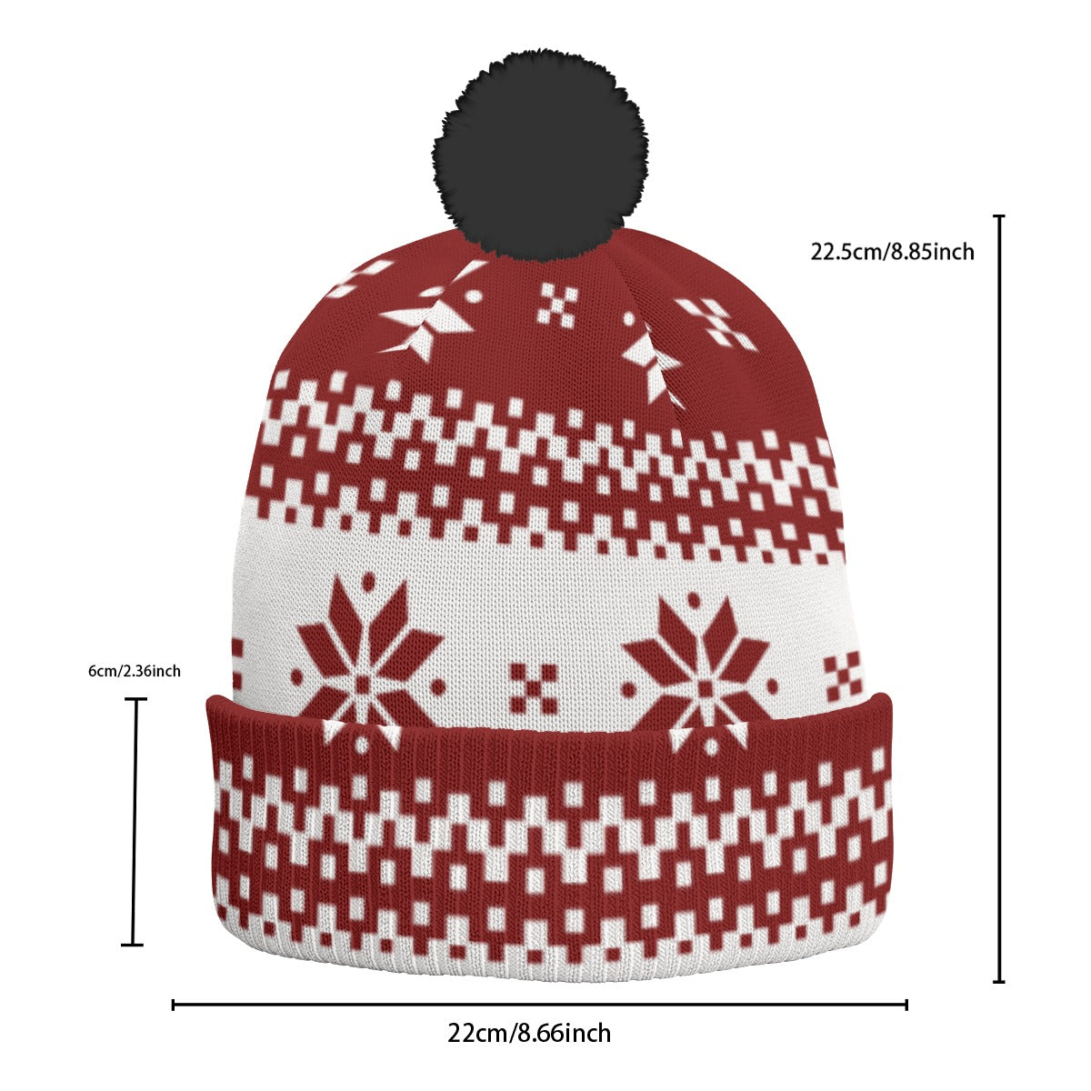 All-Over Print Knitted Hat With Pom-Pom