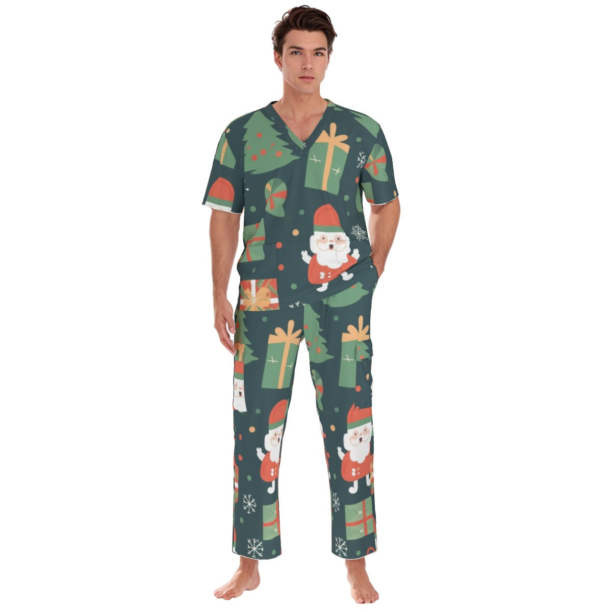 All-Over Print Unisex Scrub Set With Six Pocket