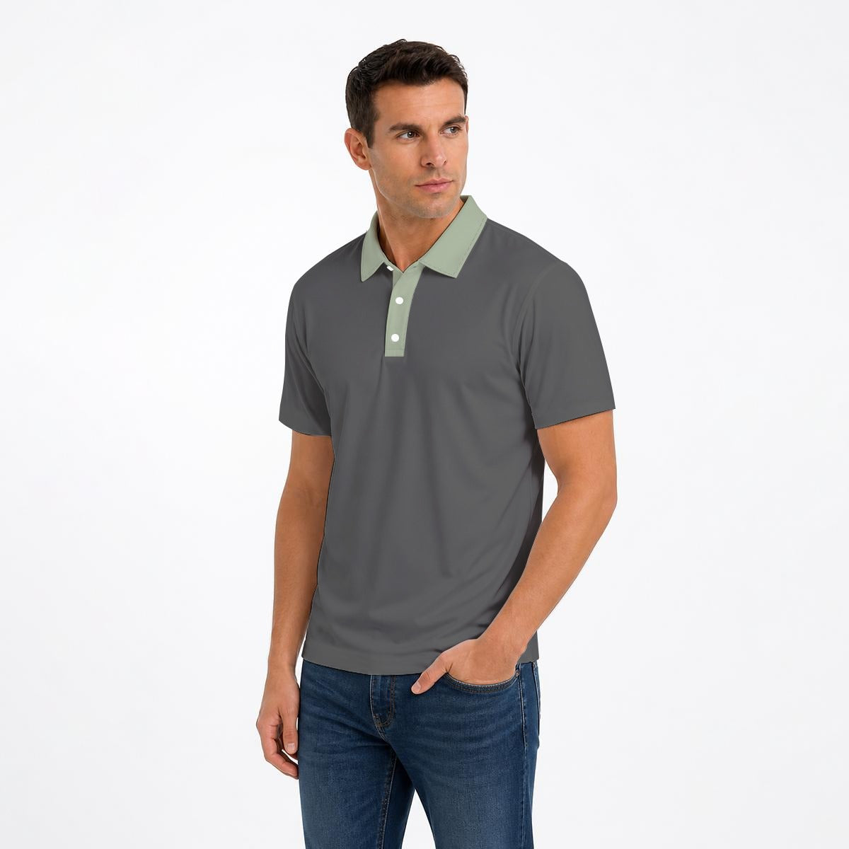 All Over Print Men‘s Two-Piece Collar Polo Shirt|Bonded Seam