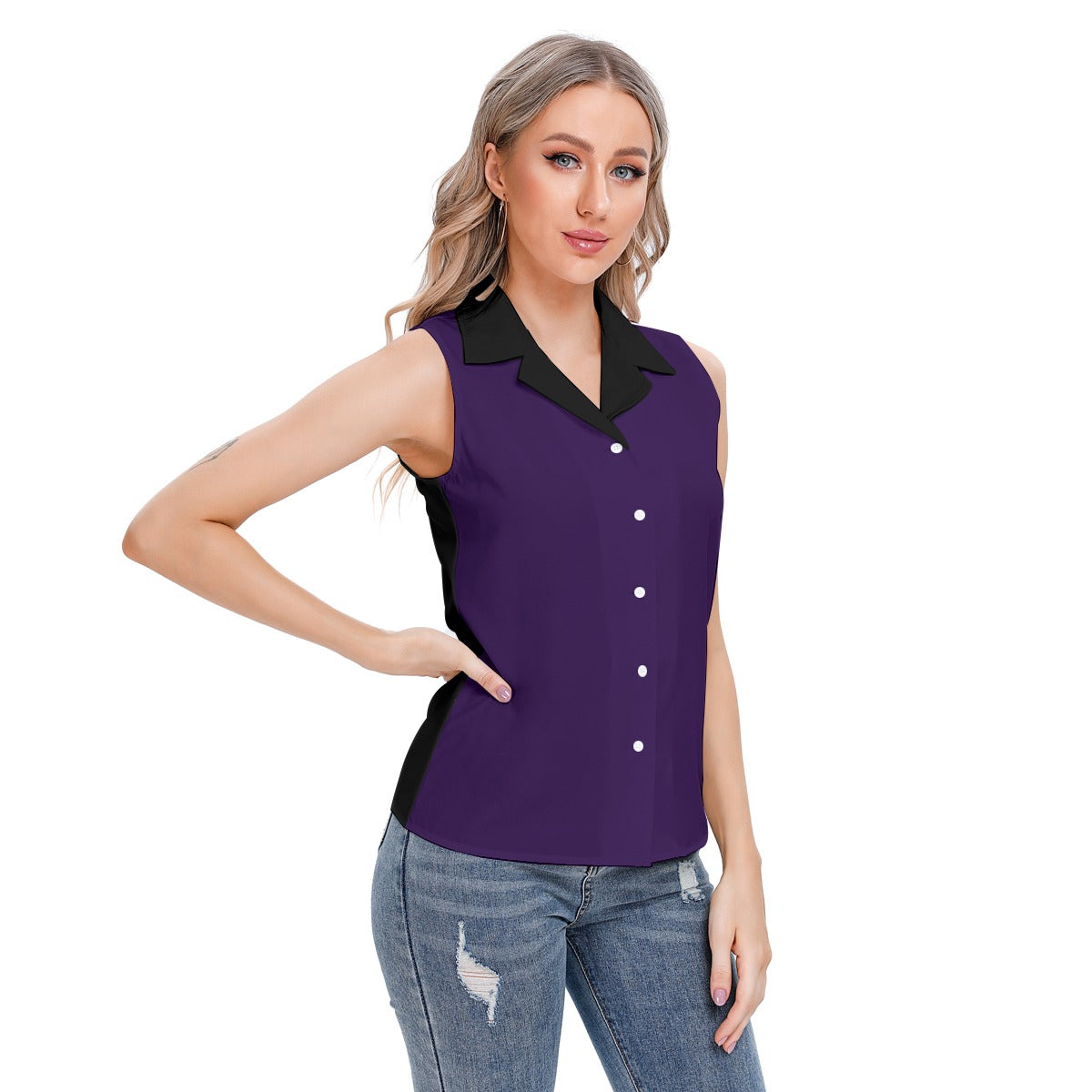 Gilet da donna con stampa all-over e revers