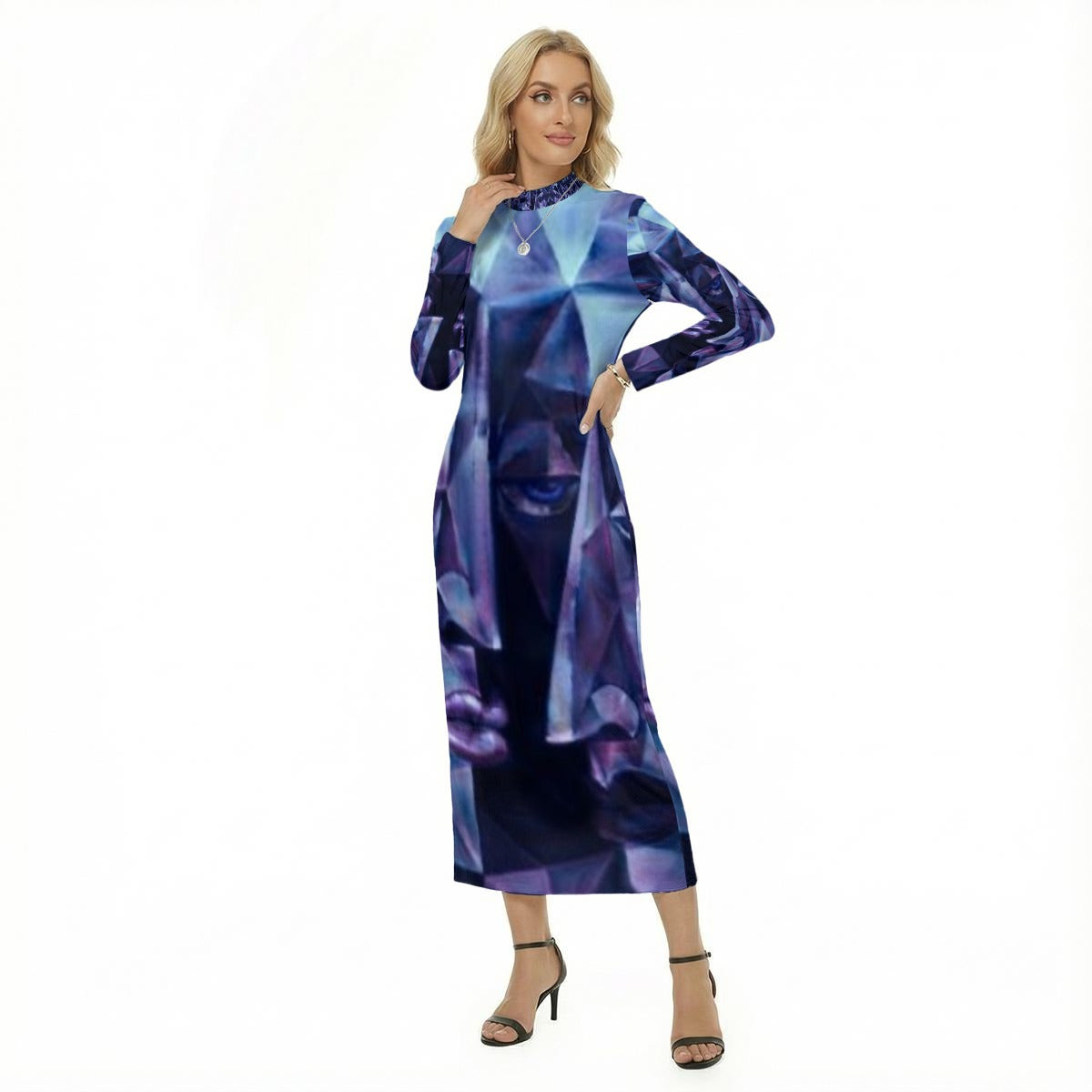 All-Over Print Women's Hip Dress With Black Zipper