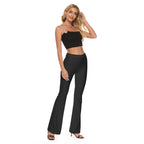 Pantaloni a zampa da donna super elasticizzati con stampa all-over
