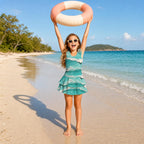 All-Over Print Girls' Ruffle Layered Swim Set