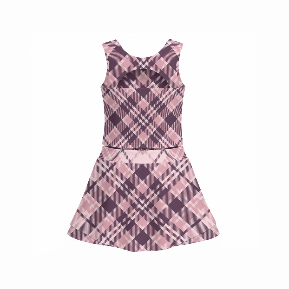 All-Over Print Girl's Sleeveless Double-Layer Sports Skirt Set