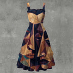 Robe pour femme à impression intégrale avec ourlet volanté