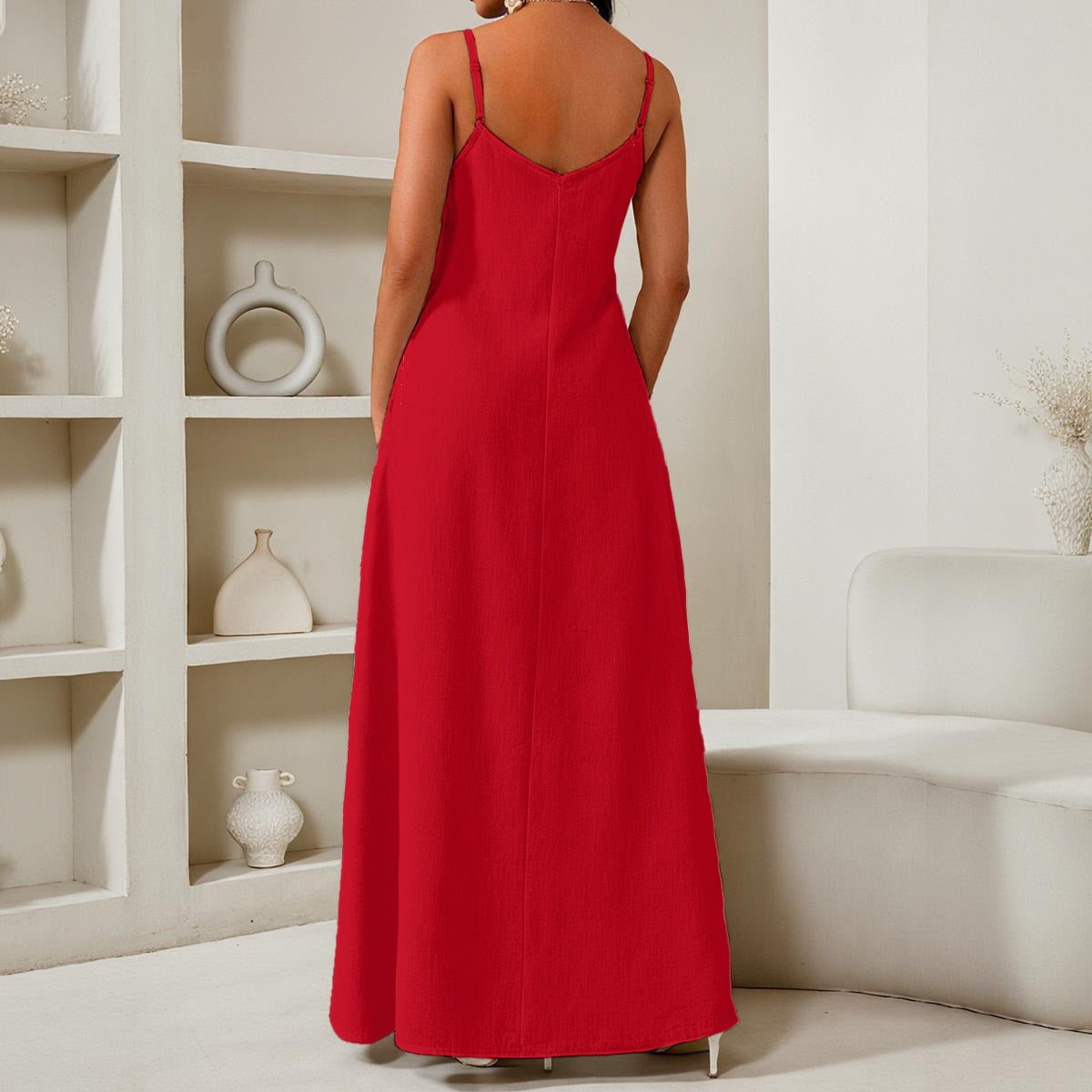 All-Over Print Women's Elegant V-Neck Maxi Dress