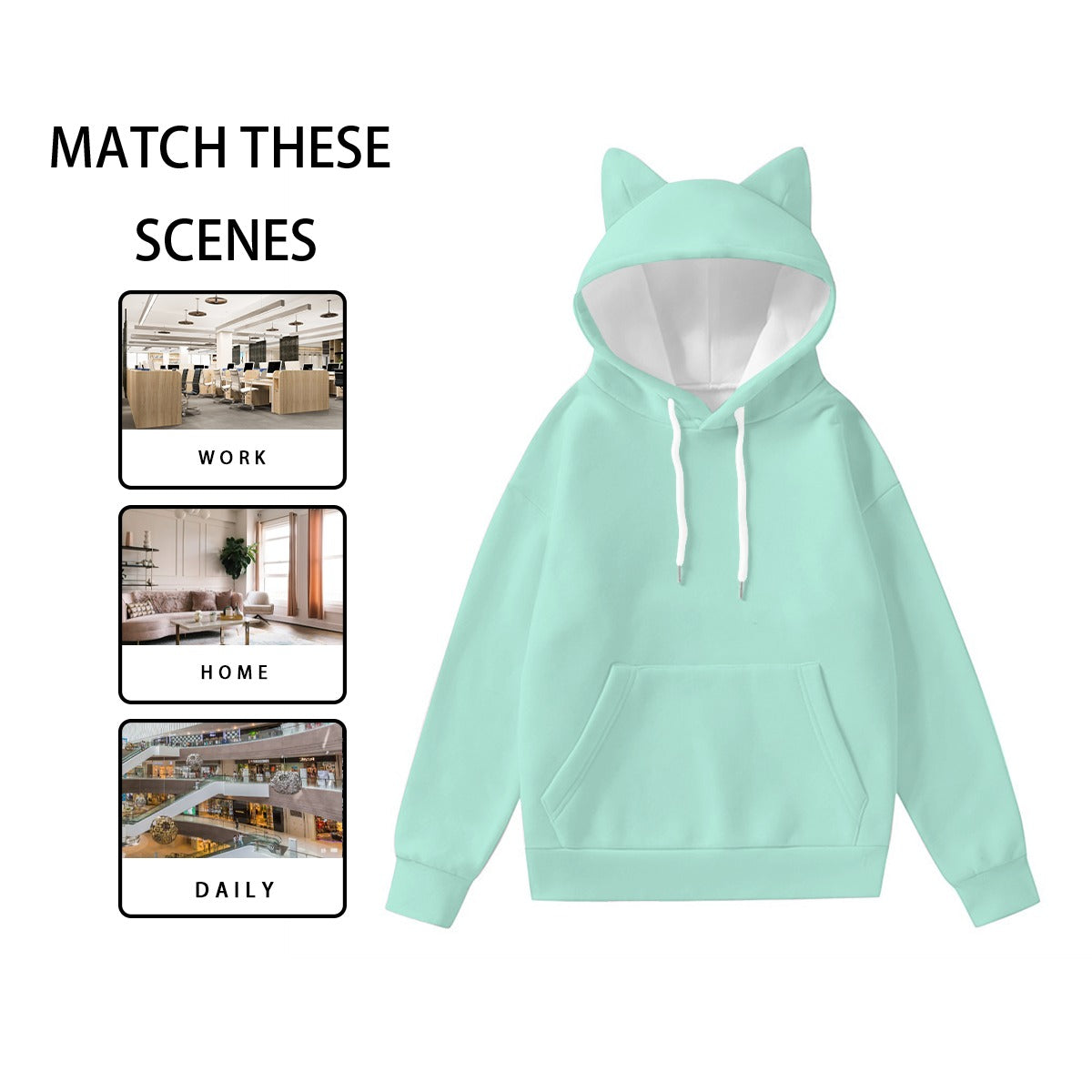 All-Over Print Women’s Hoodie With Decorative Ears