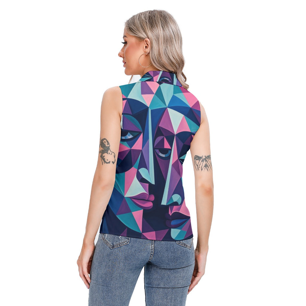 Gilet da donna con stampa all-over e revers