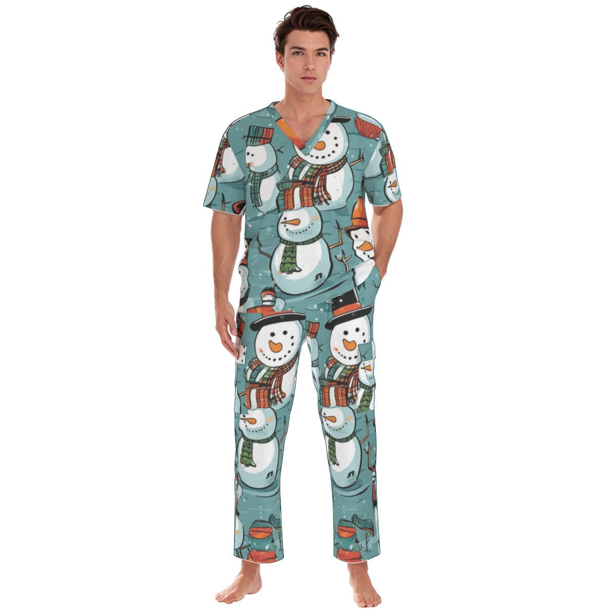 All-Over Print Unisex Scrub Set With Six Pocket