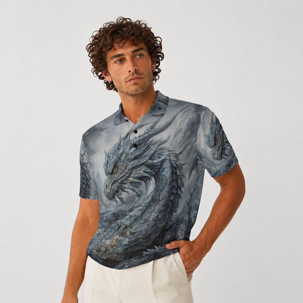 All-Over Print Men's Heavyweight Polyester Polo Shirt|210GSM
