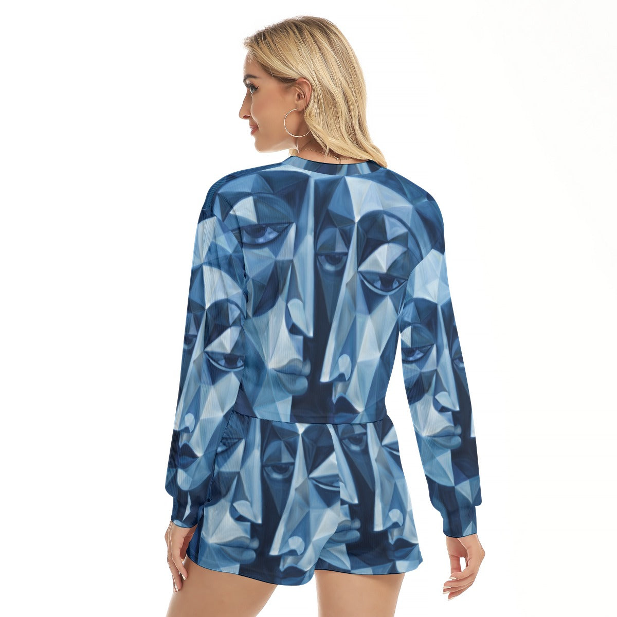 All-Over Print Women's Short Sweatshirt And Pants Suit