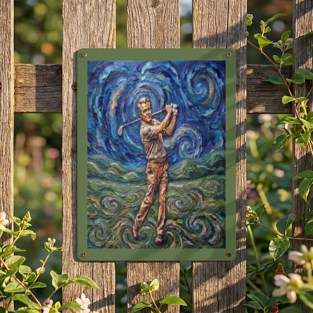 Golfer's Thickened Rectangular Iron Wall Painting Printed in Canada