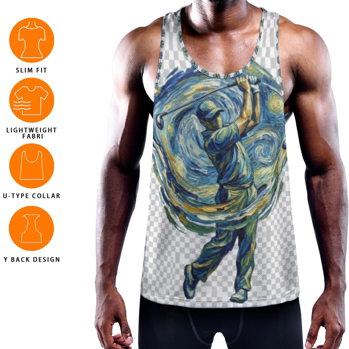 All-Over Print Men's Slim Y-Back Muscle Tank Top