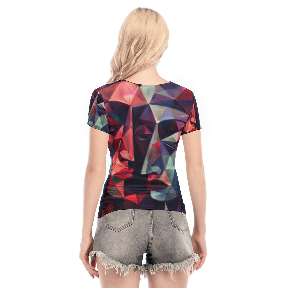 All-Over Print Women's Short Sleeve Mesh Blouse