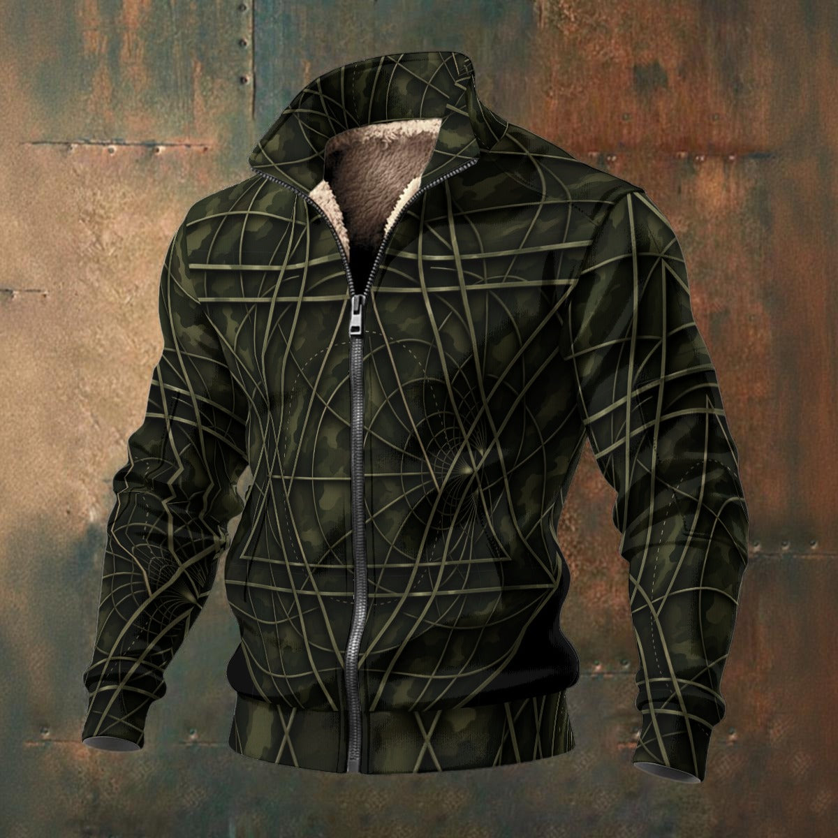 All-Over Print Men's Thick Knit Fleece Jacket