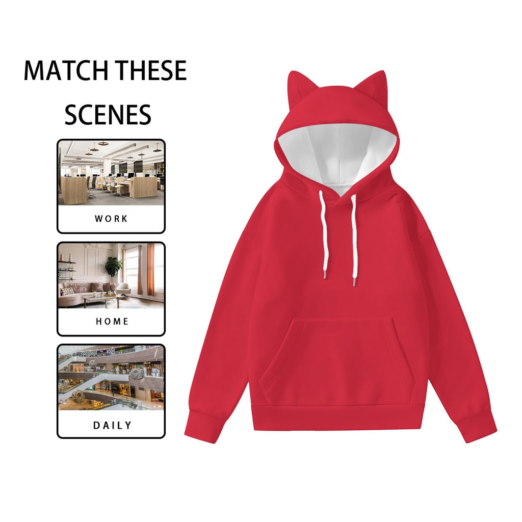 All-Over Print Women’s Hoodie With Decorative Ears
