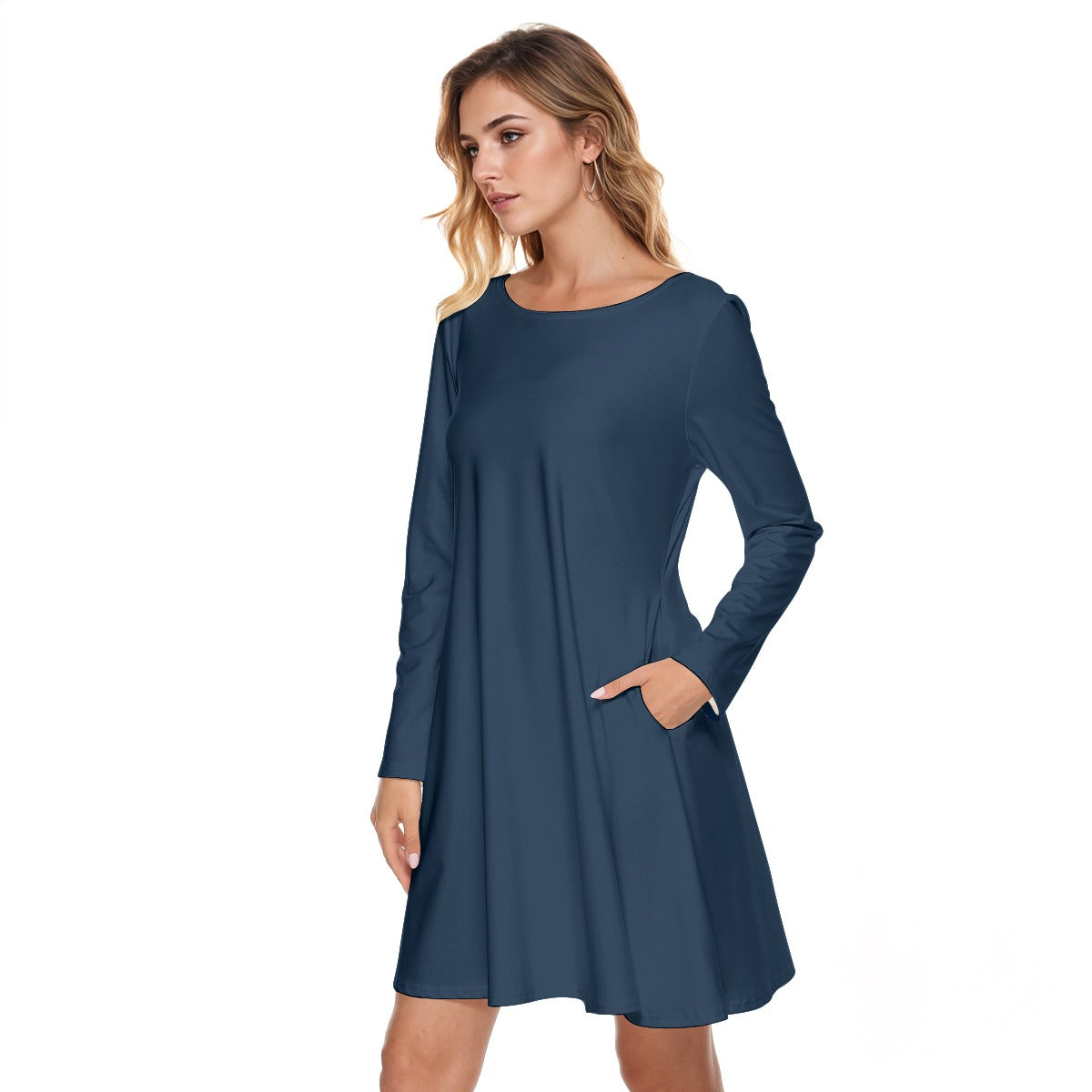 All-Over Print Women's Round Neck Dress|190GSM Cotton