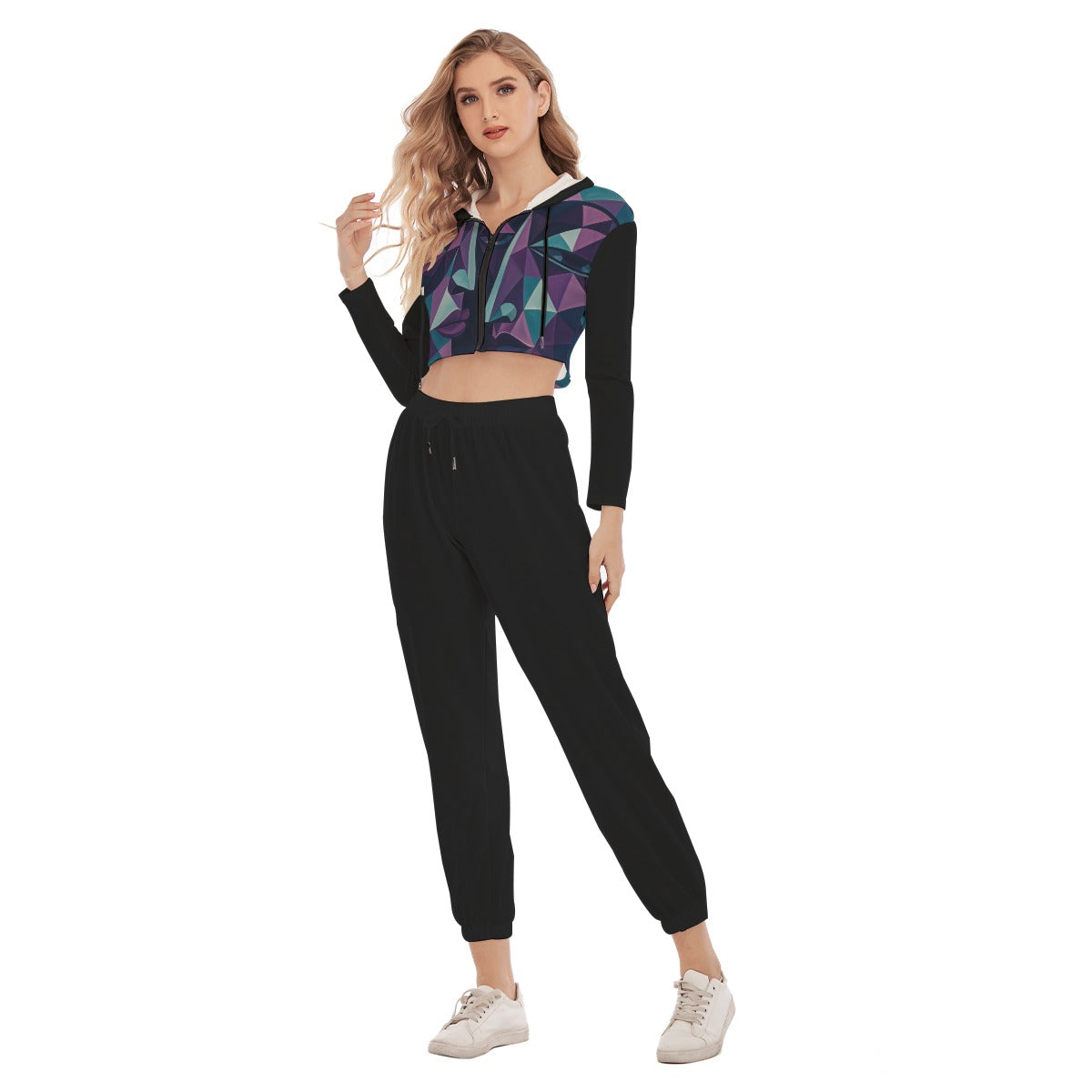 All-Over Print Women's Crop Hoodie Sports Set
