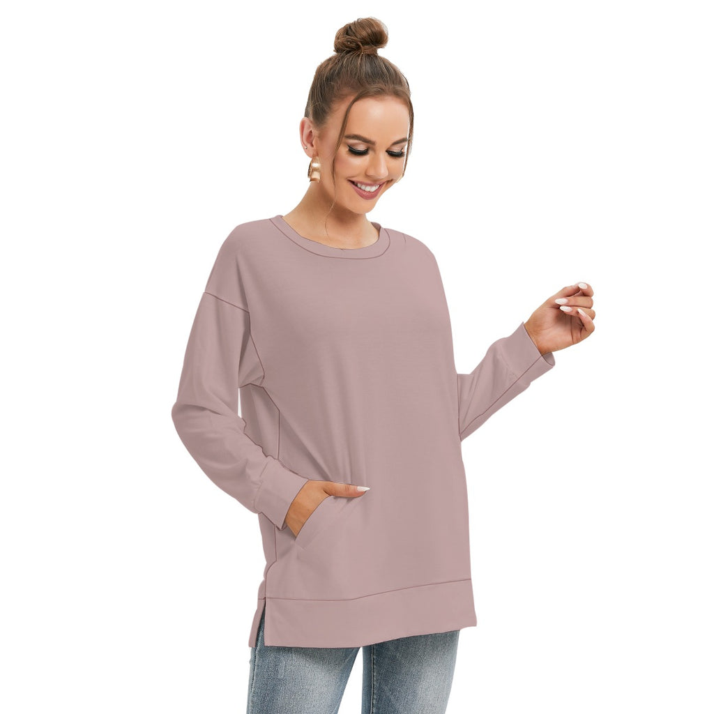 All-Over Print Women's Side Split O-neck Sweatshirt