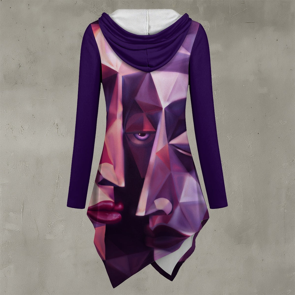 All-Over Print Women's Asymmetric Hem Hoodie