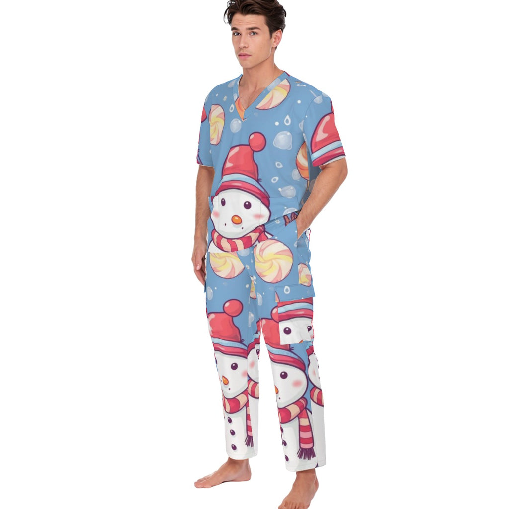 All-Over Print Unisex Scrub Set With Six Pocket