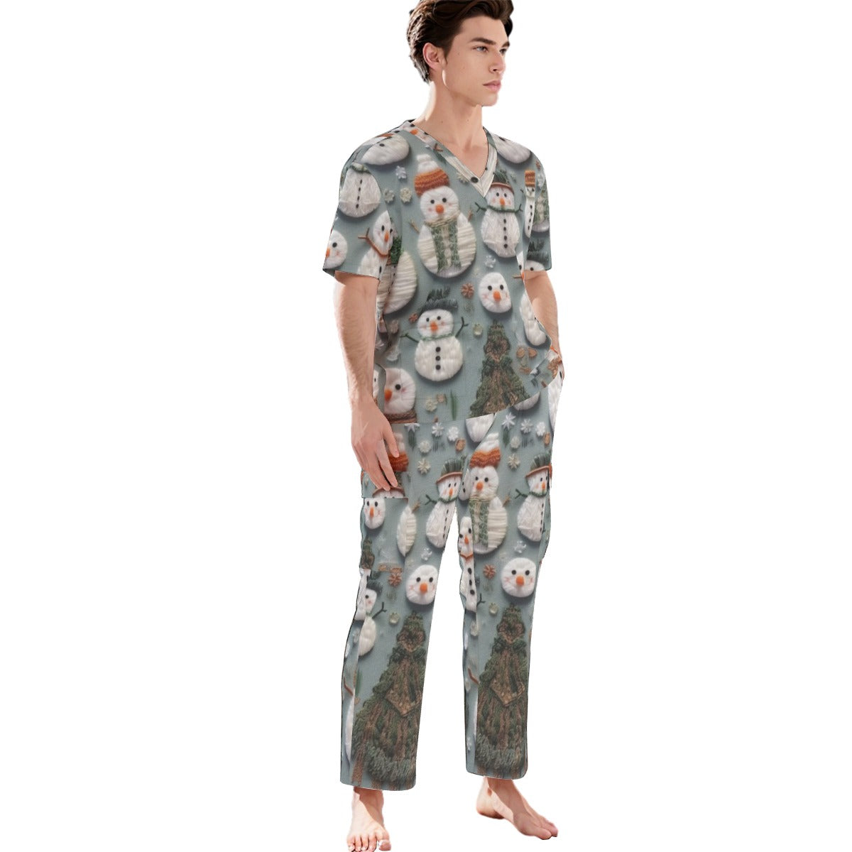 All-Over Print Unisex Scrub Set With Six Pocket