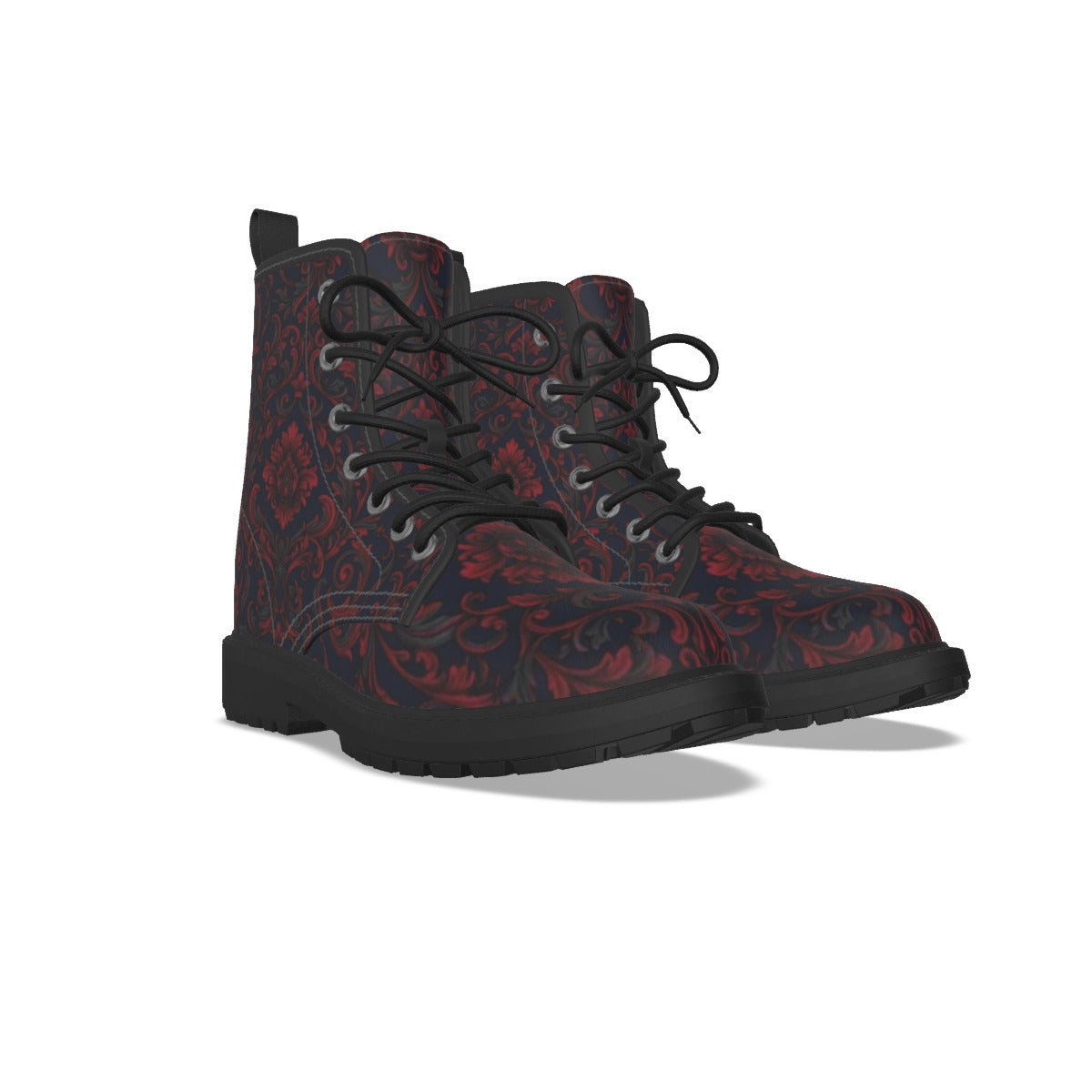 All-Over Print Women's Martin Short Boots With Black Bottom