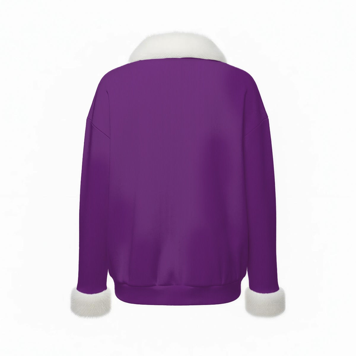 All-Over Print Women's Faux Knit V-Neck Sweater Top with Fur Trim