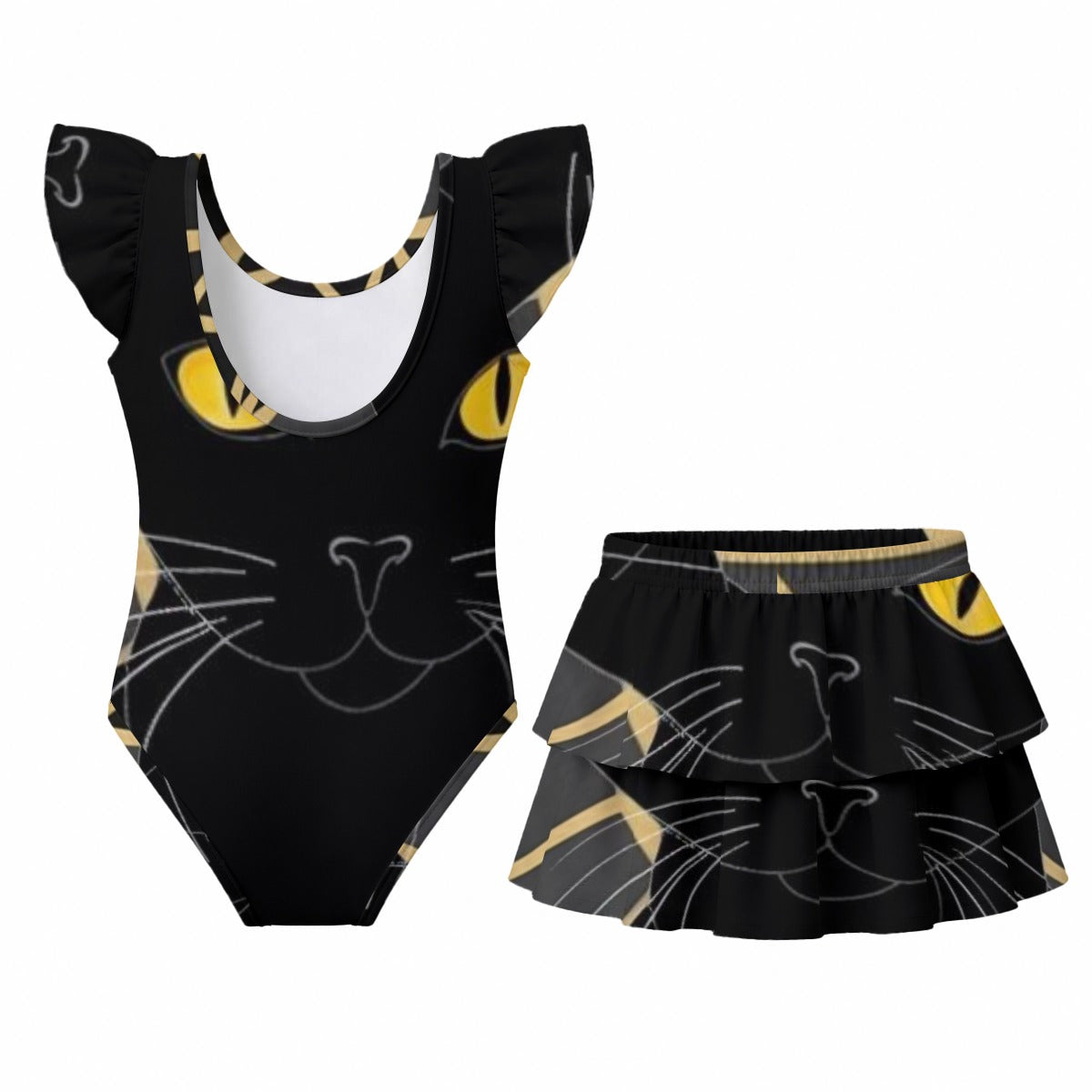 All-Over Print Girls' Ruffle Layered Swim Set