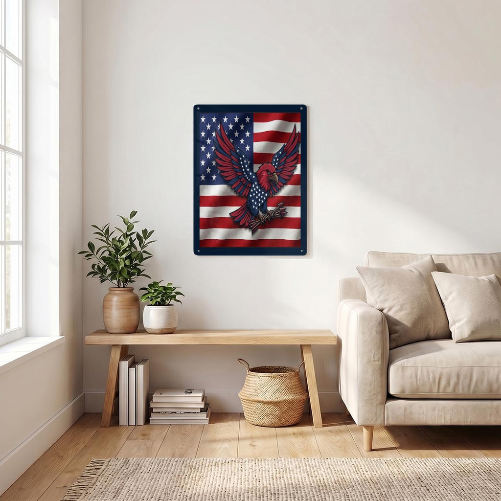 American Eagle Thickened Rectangular Iron Wall Painting Printed in Canada