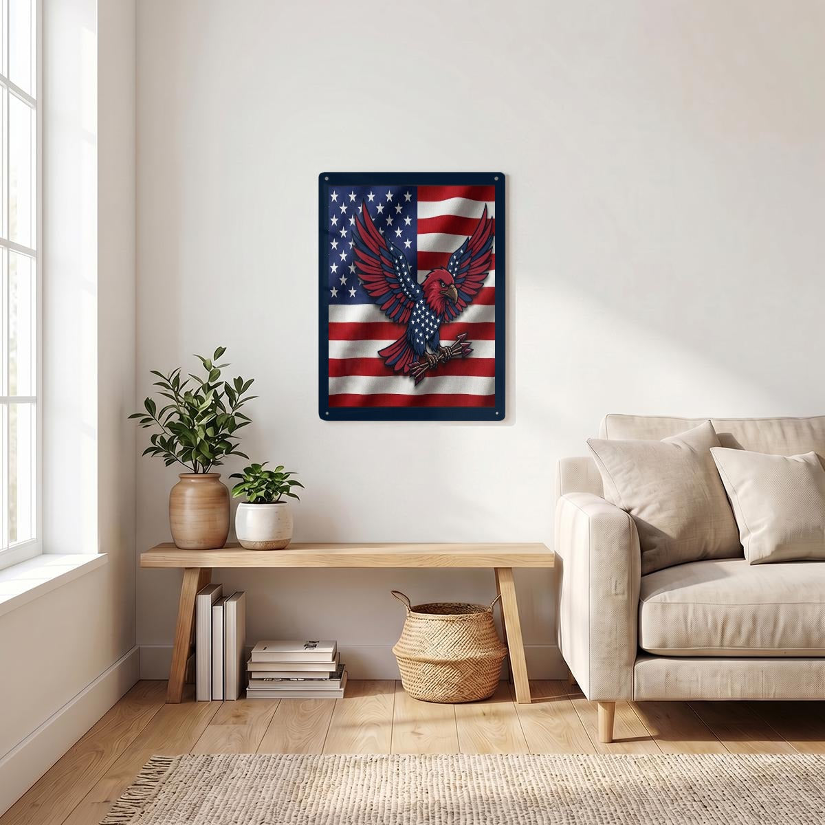 American Eagle Thickened Rectangular Iron Wall Painting Printed in Canada