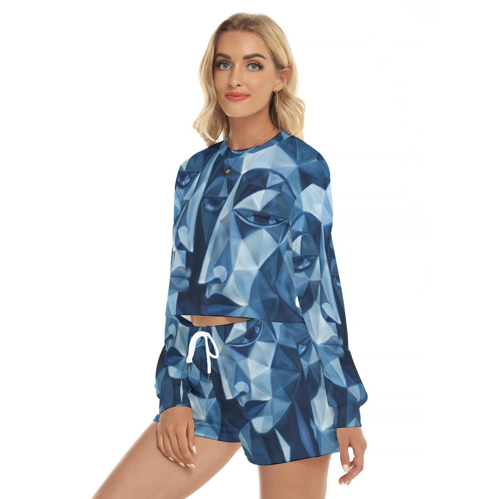 All-Over Print Women's Short Sweatshirt And Pants Suit