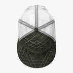 All-Over Print Black Buckle Flat-brimmed Mesh Cap With Box