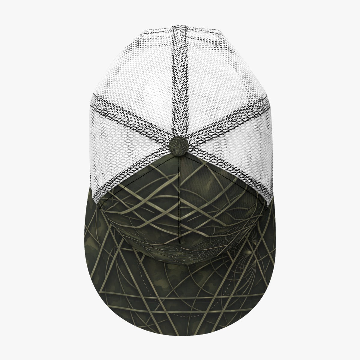All-Over Print Black Buckle Flat-brimmed Mesh Cap With Box
