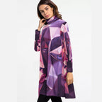 All-Over Print Women's High Neck Dress With Long Sleeve