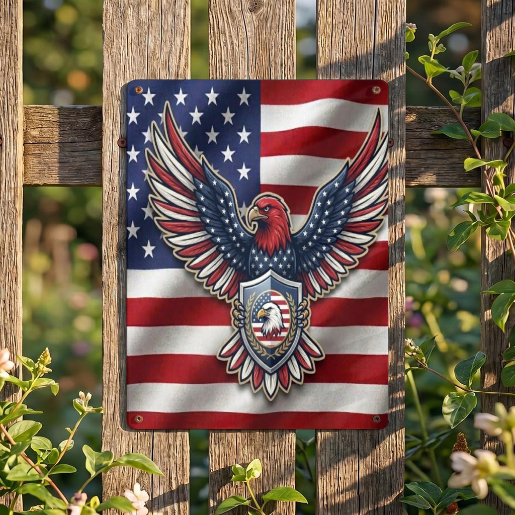 American Eagle Thickened Rectangular Iron Wall Painting
