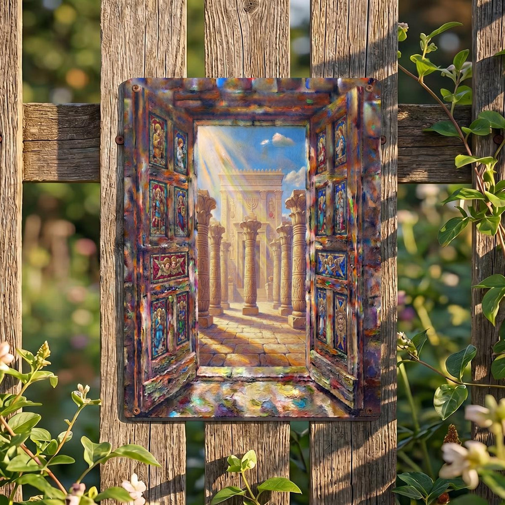Light through An Open Door Thickened Rectangular Iron Wall Painting Printed in Canada