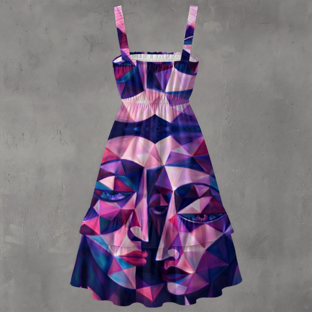 Robe pour femme à impression intégrale avec ourlet volanté