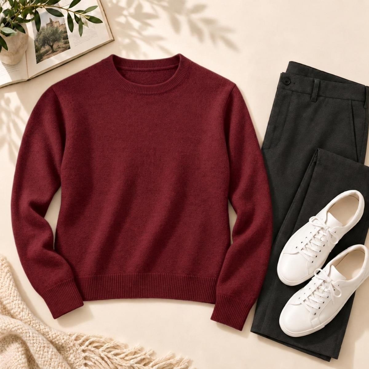 Unisex Soft Wool-Blend Crewneck Knit Sweater|Embroidery
