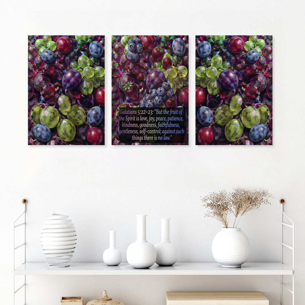 Bare Good Fruit Collection Framed Three-Piece Mural Printed in USA 2:3