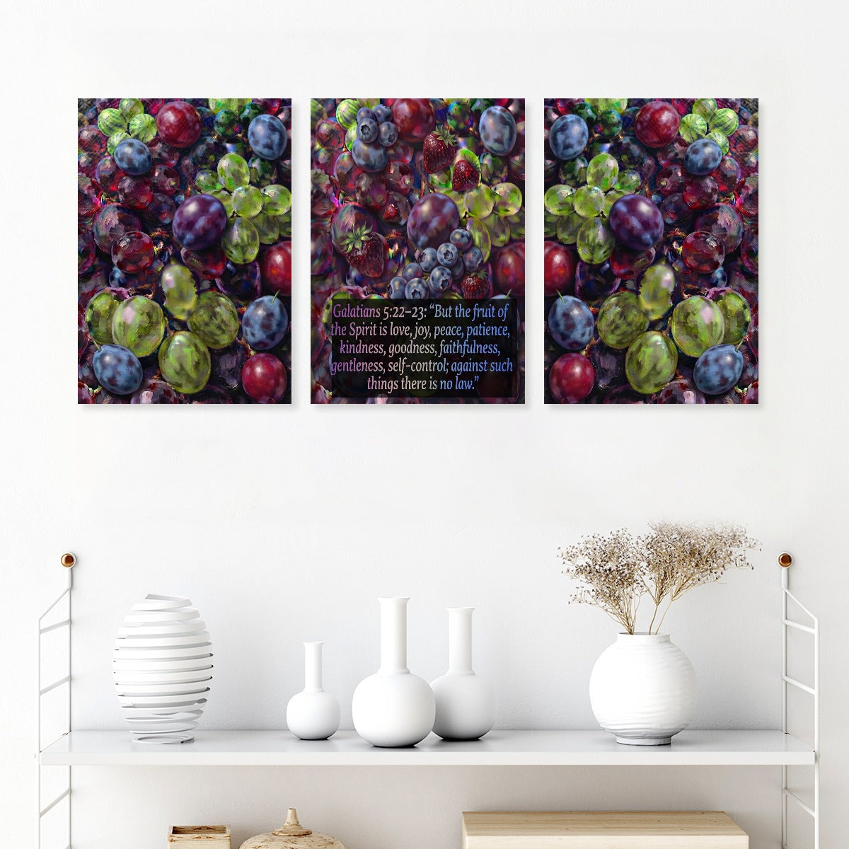 Bare Good Fruit Collection Framed Three-Piece Mural Printed in USA 2:3