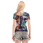 All-Over Print Women's Short Sleeve Mesh Blouse