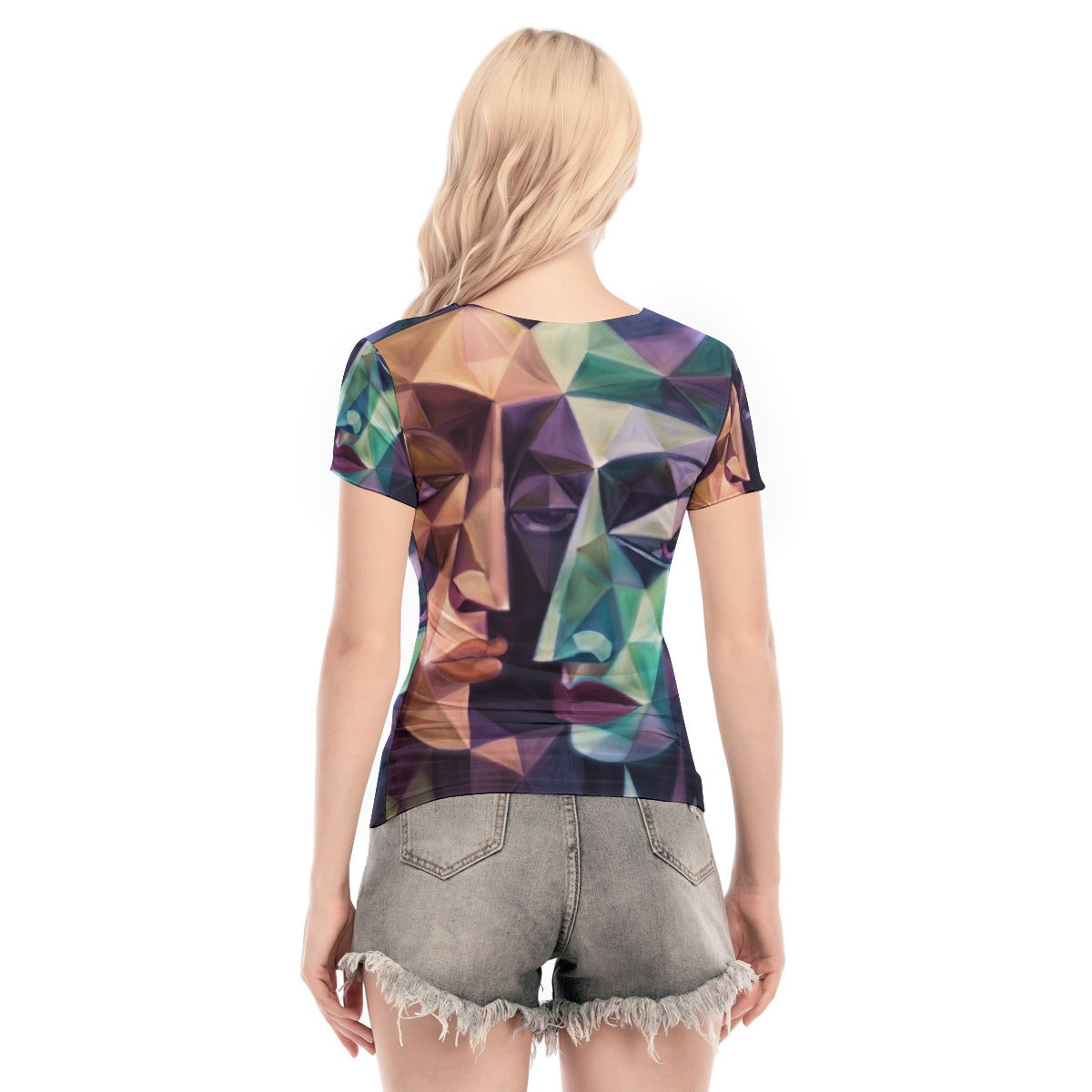 All-Over Print Women's Short Sleeve Mesh Blouse