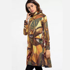 All-Over Print Women's High Neck Dress With Long Sleeve