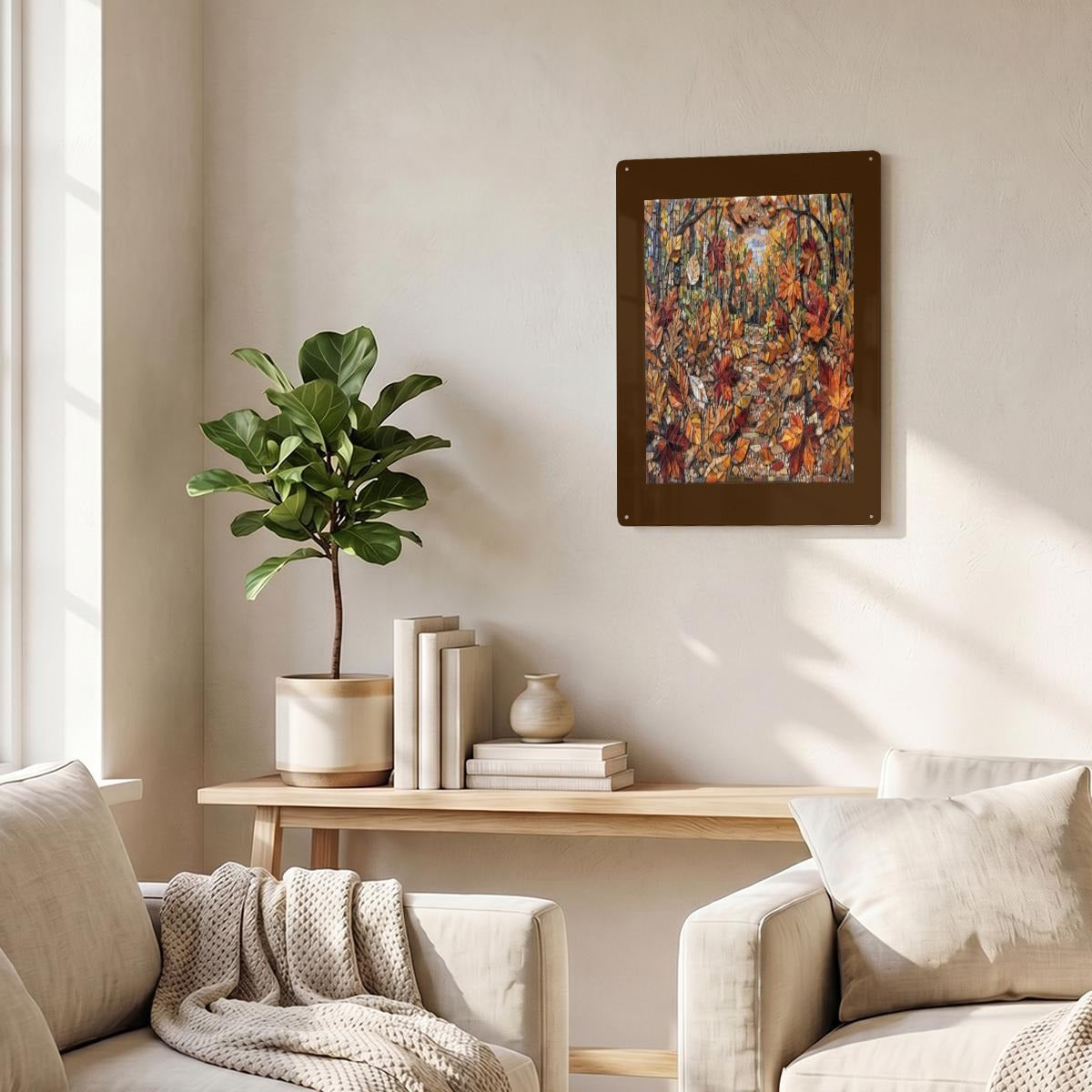 Fallen Leaves Thickened Rectangular Iron Wall Painting Printed in Canada