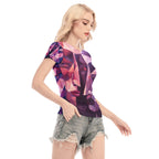 All-Over Print Women's Short Sleeve Mesh Blouse